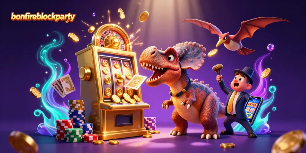 Experience the bonfireblockparty excitement with casino-themed dynamic illustration!