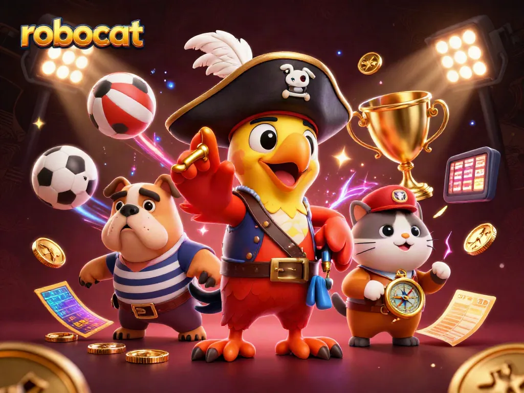 Experience the excitement of robocat gaming with vibrant 3D characters and sports betting elements.